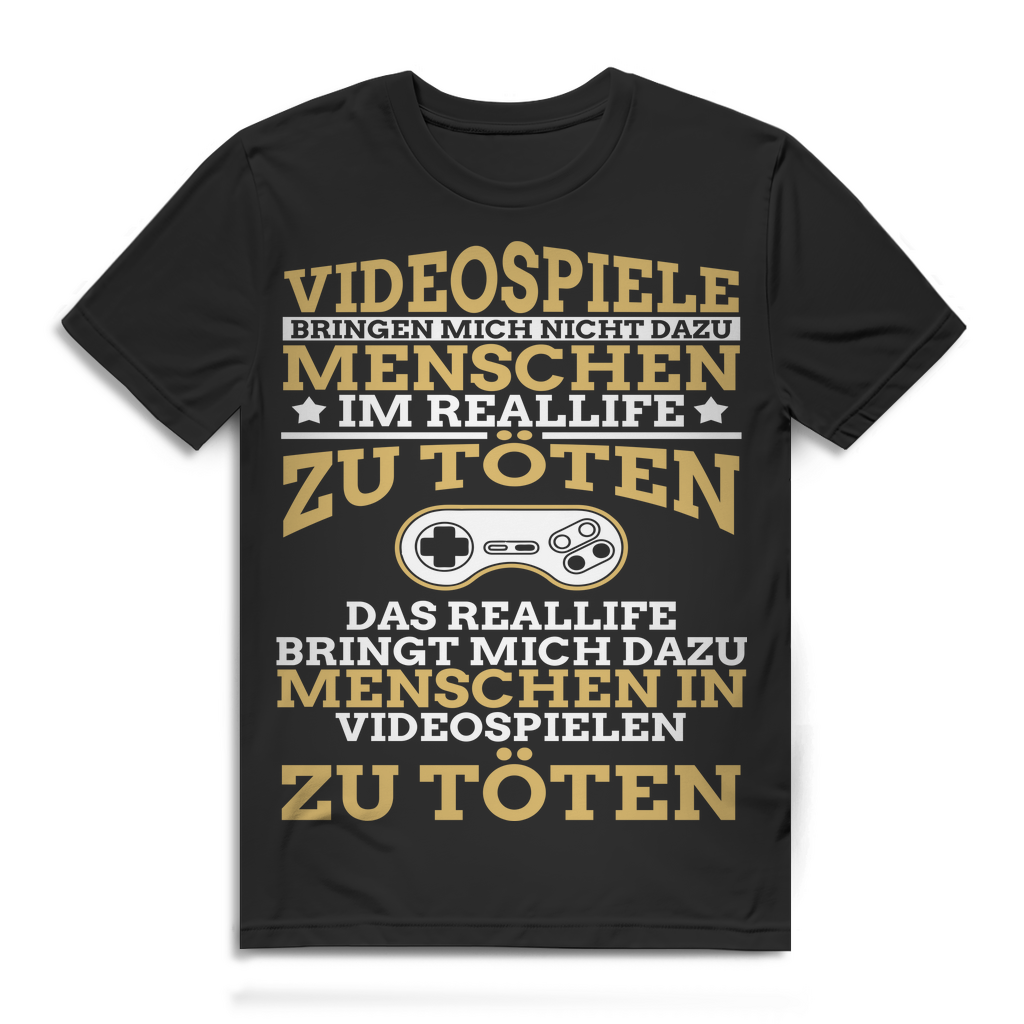 Videospiele Spruch Shirt für Männer – Gaming gegen Stress im echten Leben Black