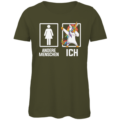 Andere Menschen Ich Einhorn - Damen Premium Bio T-Shirt Khaki