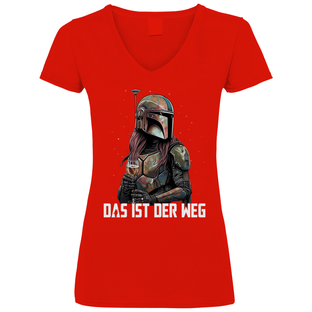 Das ist der Weg - Mandalorianerin Wein - V-Neck Damenshirt