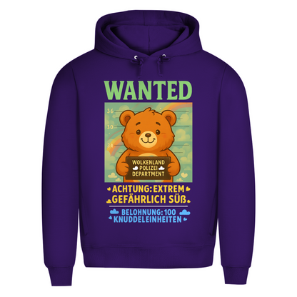 Herren Premium Bio Hoodie Wanted Glücksbärchi Wolkenland Extrem Gefährlich Süß Radiant Purple