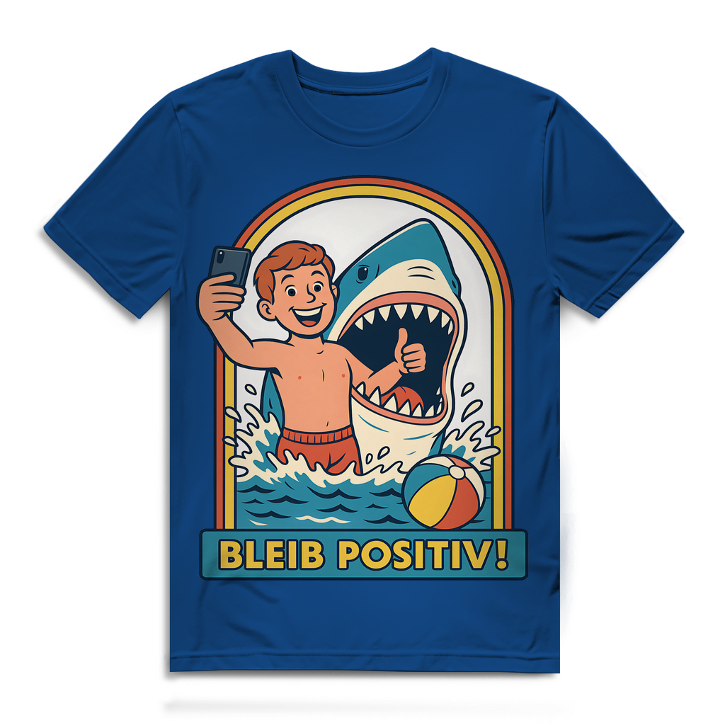 Bleib Positiv Hai Selfie Retro - Herren Premium Bio T-Shirt Royal Blue