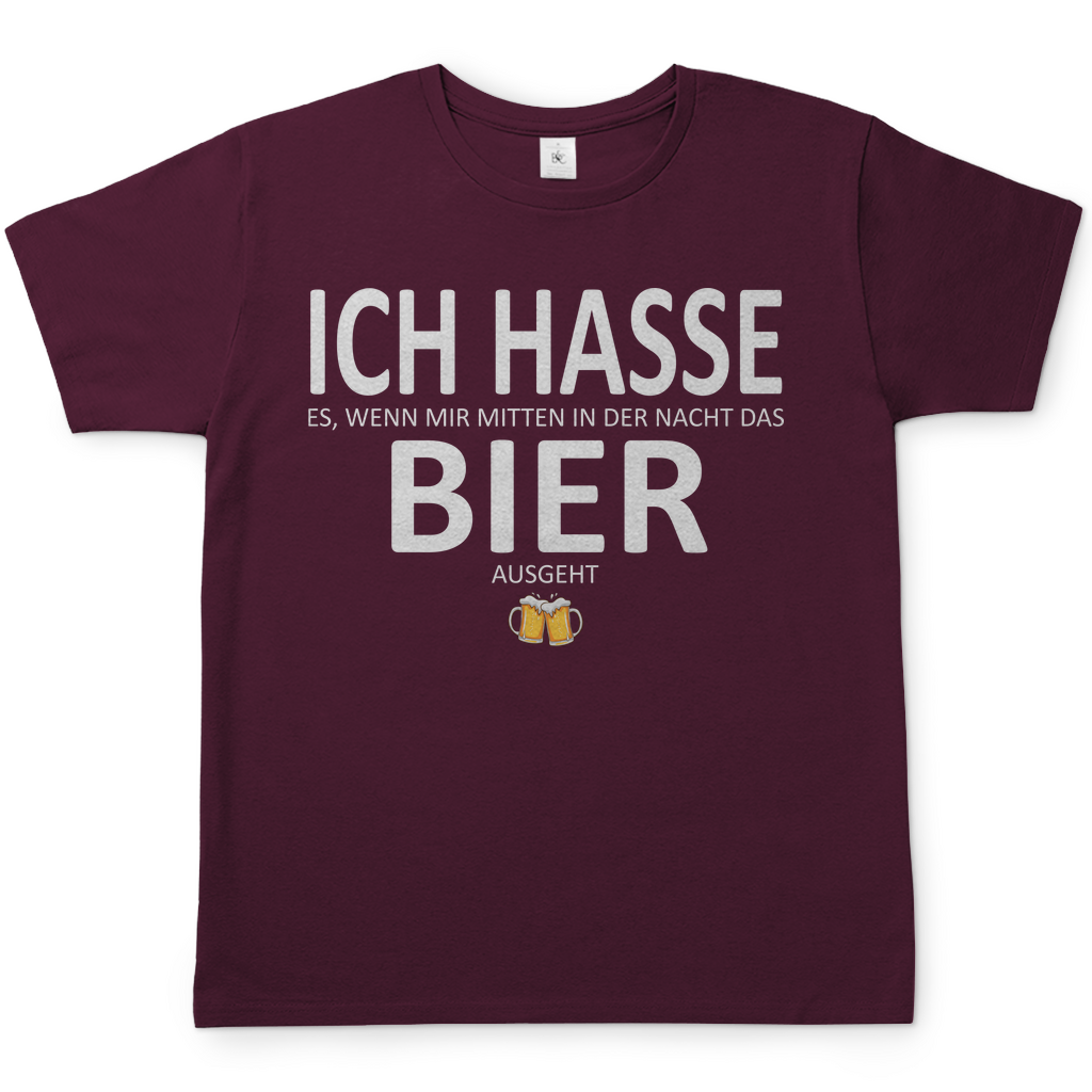 Hasse es wenn mir Bier ausgeht - Herren Shirt Burgundy