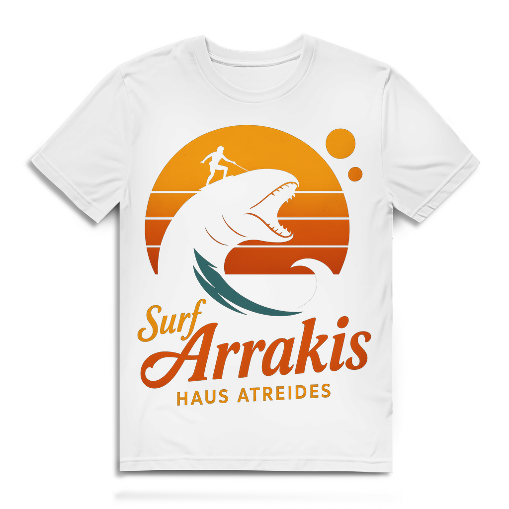 Surf Arrakis Sandwurm Retro Vintage Dune Haus Atreides - Herren Premium Bio T-Shirt White