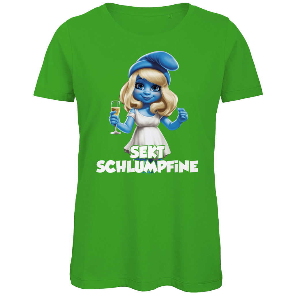 Sekt Schlumpfine Grafik - Damen Premium Bio T-Shirt Real Green