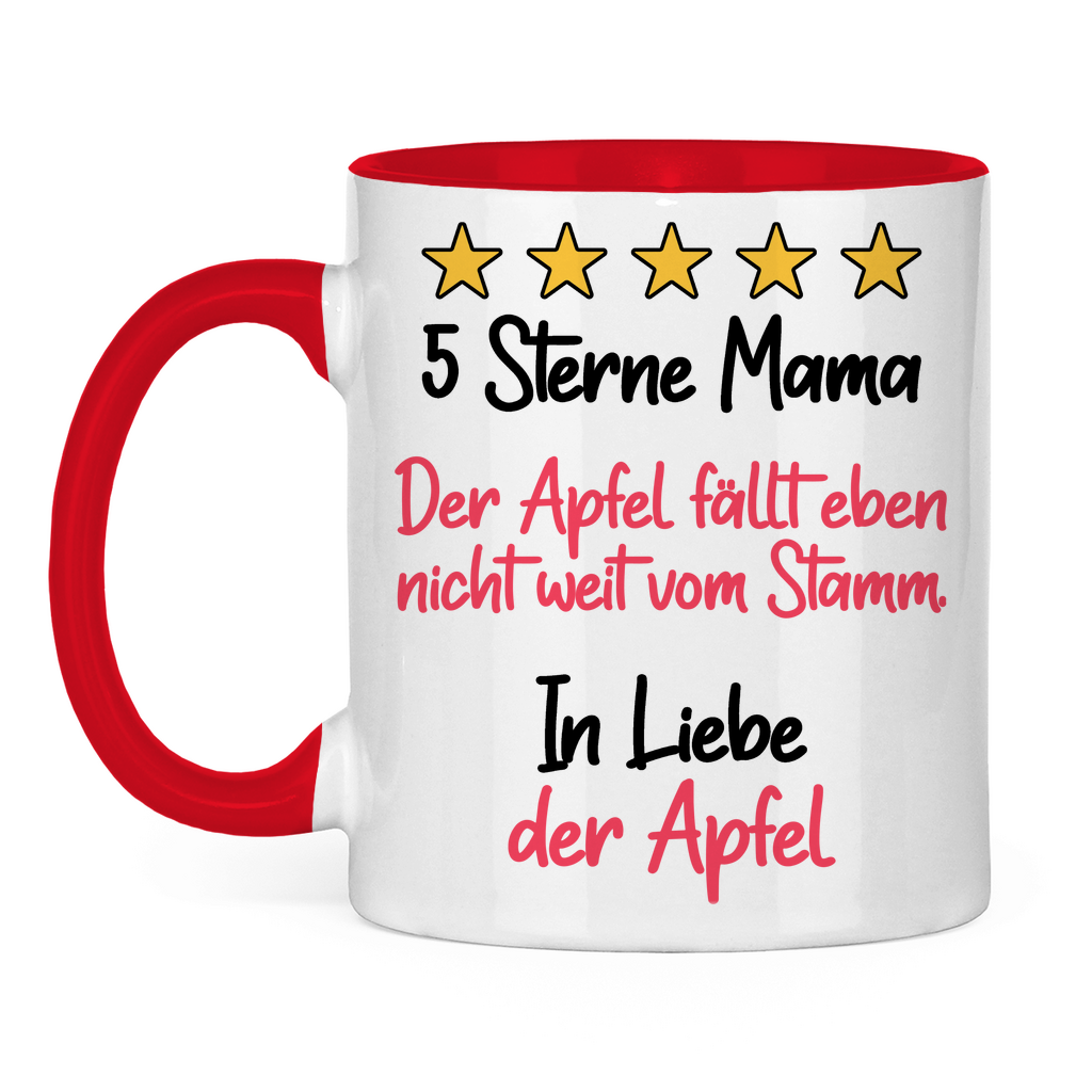 5 Sterne Mama in liebe der Apfel - Tasse zweifarbig Red