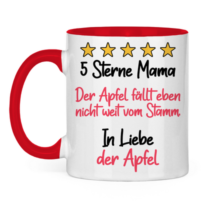 5 Sterne Mama in liebe der Apfel - Tasse zweifarbig