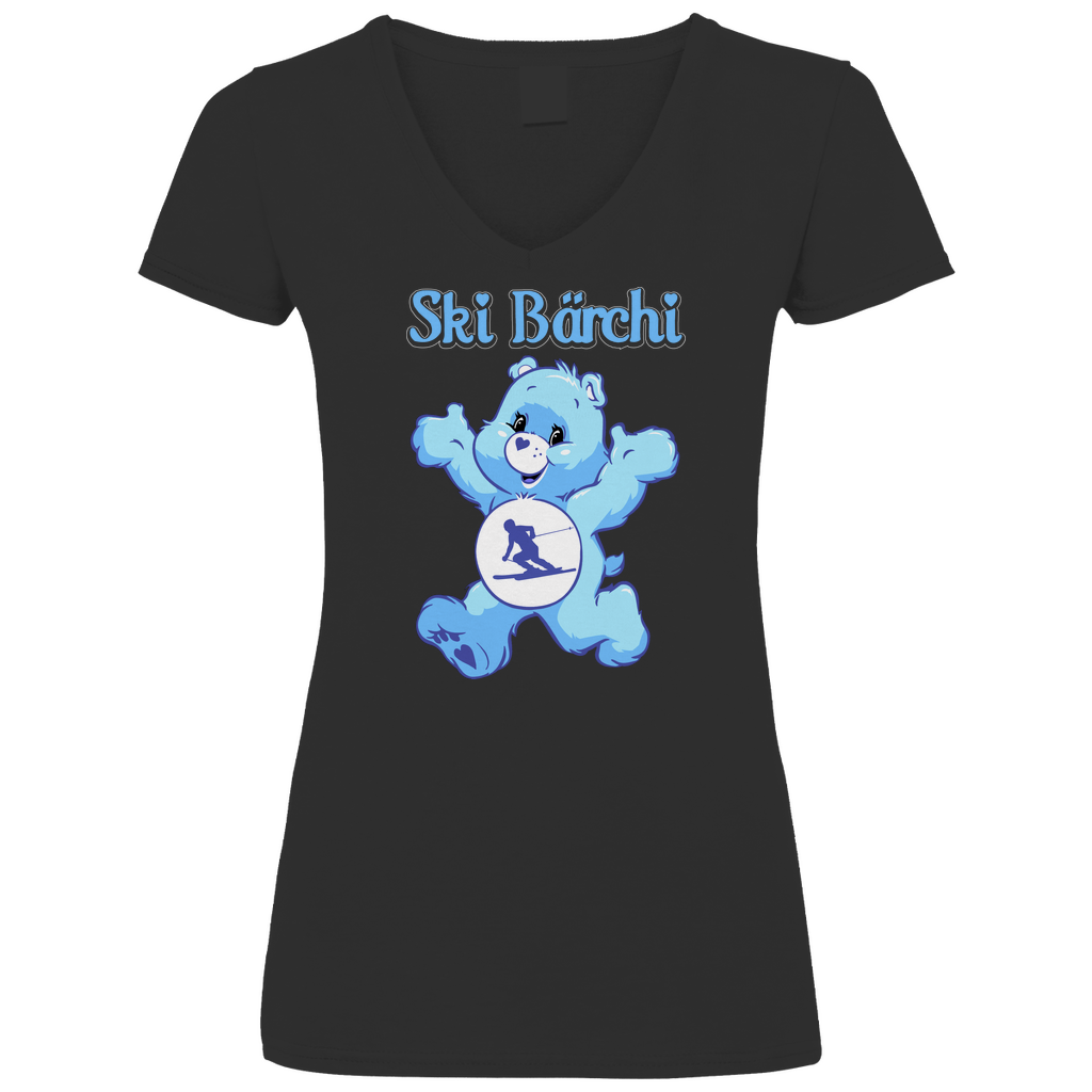 Ski Bärchi - Glücksbärchi - V-Neck Damenshirt Black