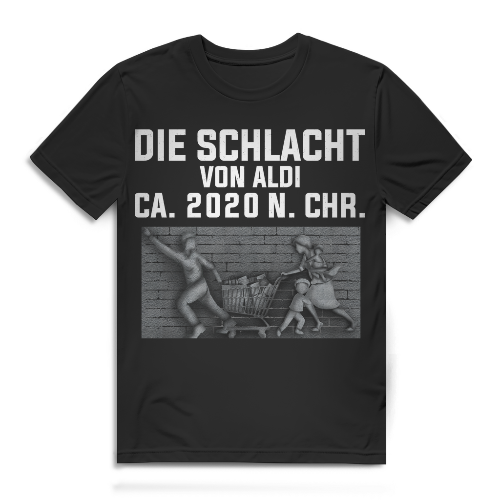 Die Schlacht von Aldi Shirt Männer – Satirisches Corona Panikkauf T-Shirt Black