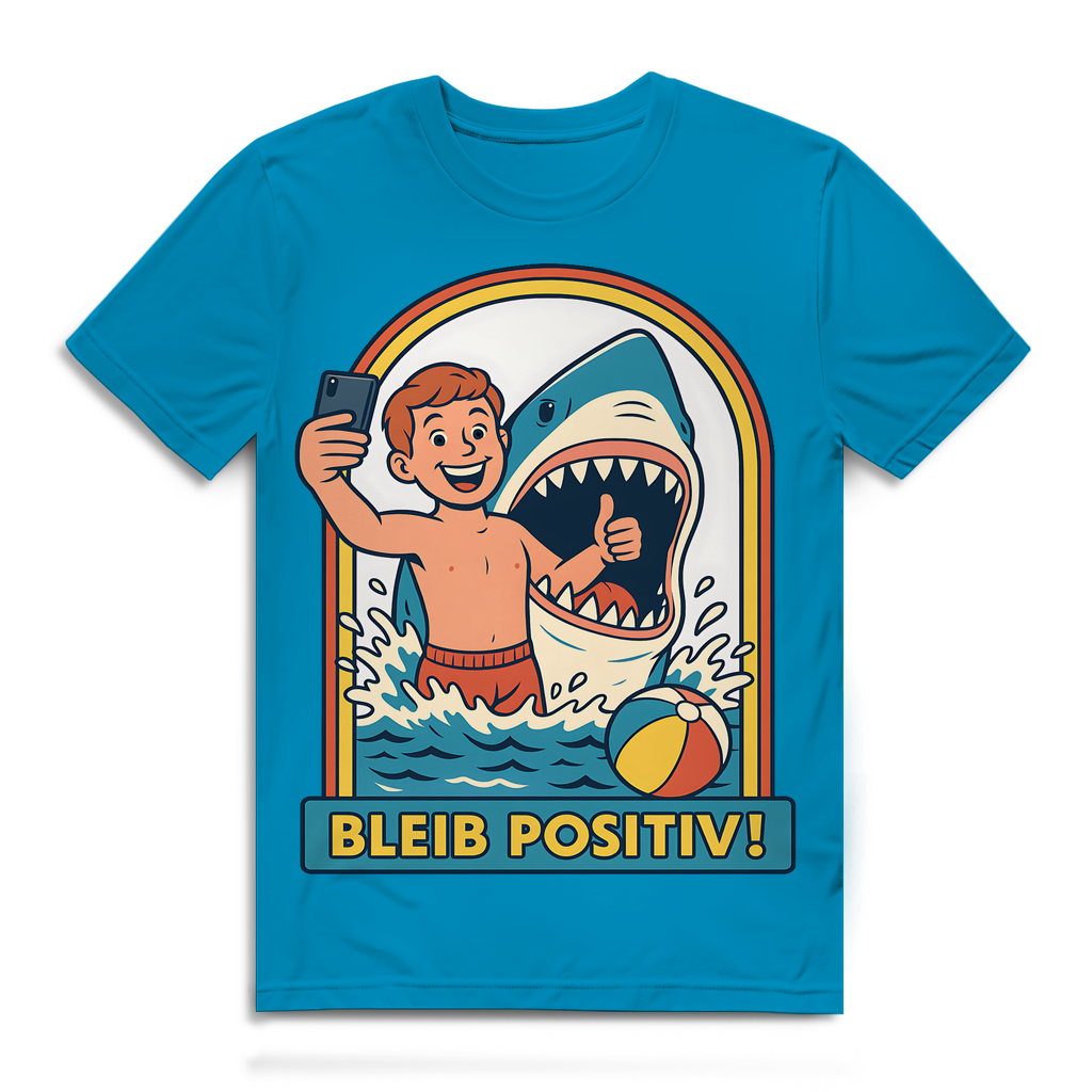 Bleib Positiv Hai Selfie Retro - Herren Premium Bio T-Shirt Atoll