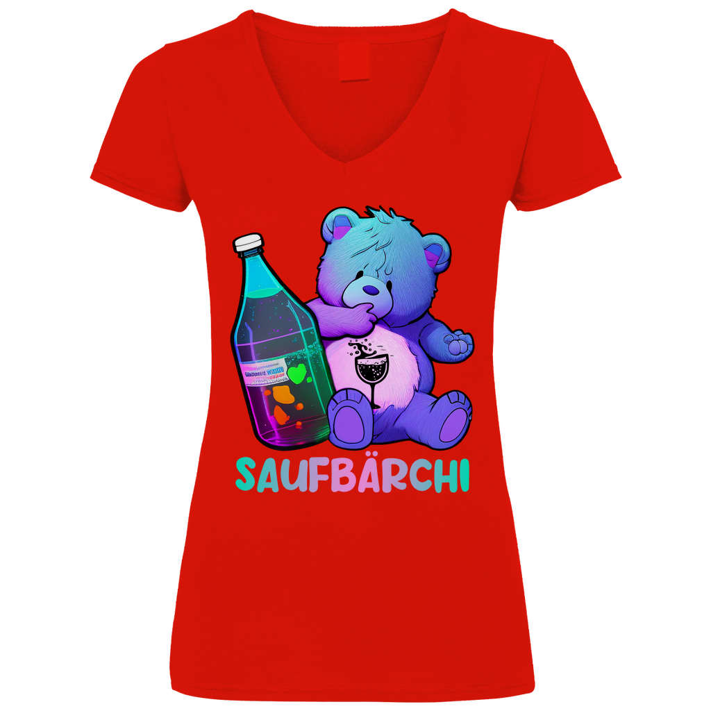 Saufbärchi - V-Neck Damenshirt