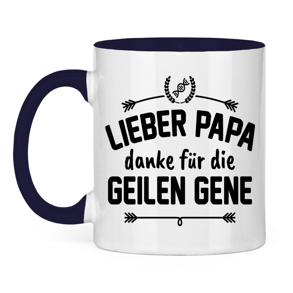 Lieber Papa danke für die geilen Gene - Tasse zweifarbig Navy