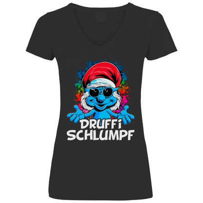 Druffi Schlumpf Grafik - V-Neck Damenshirt