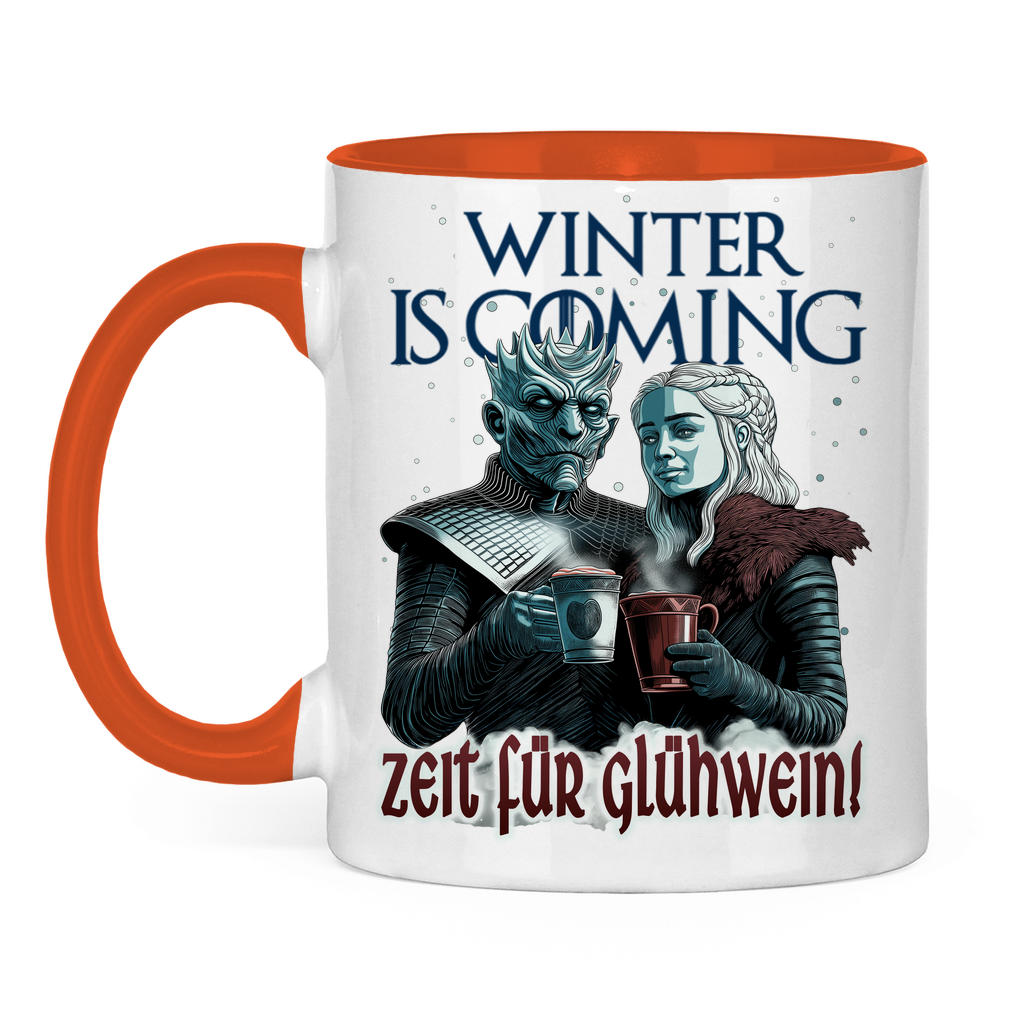 Winter is coming - Zeit für Glühwein - Tasse zweifarbig