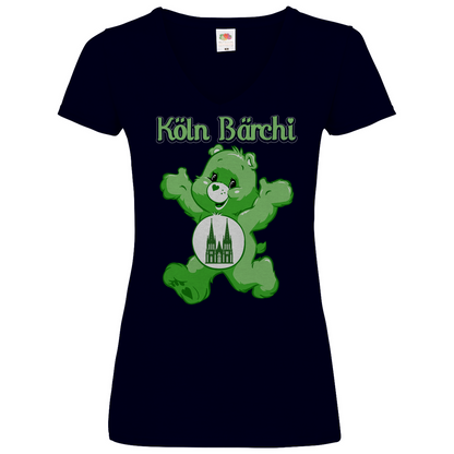 Köln Bärchi - Glücksbärchi - V-Neck Damenshirt Deep Navy