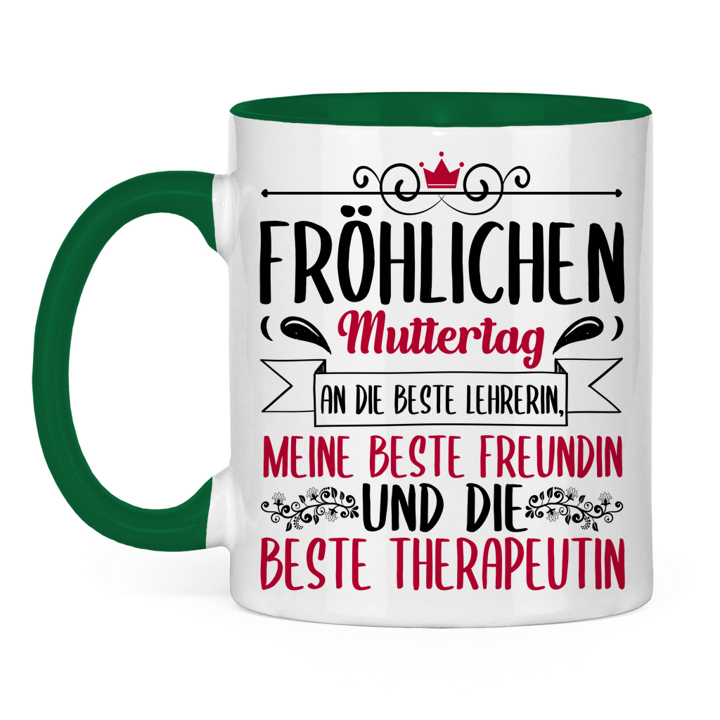 Fröhlichen Muttertag an die beste Mutter - Tasse zweifarbig Green