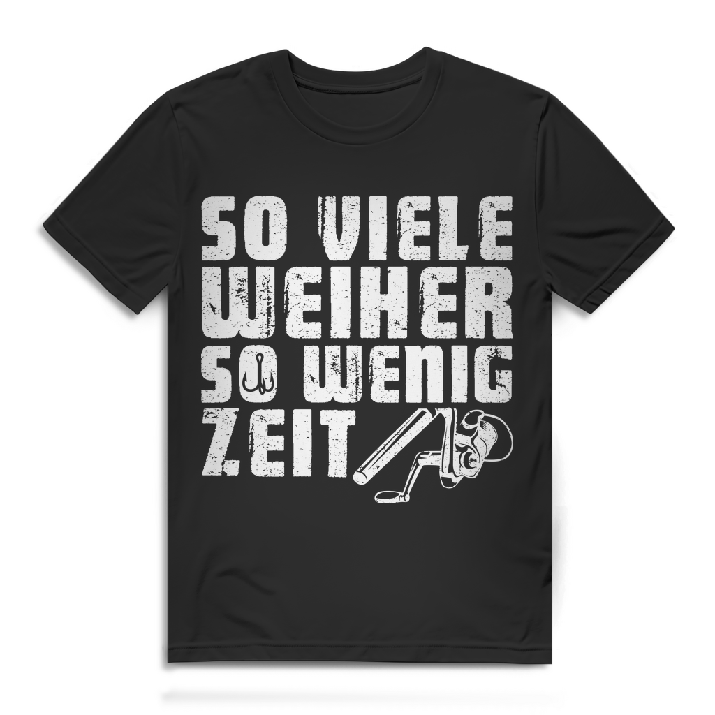 Herren T-Shirt So viele Weiher so wenig Zeit Angler Shirt Bio Baumwolle Black
