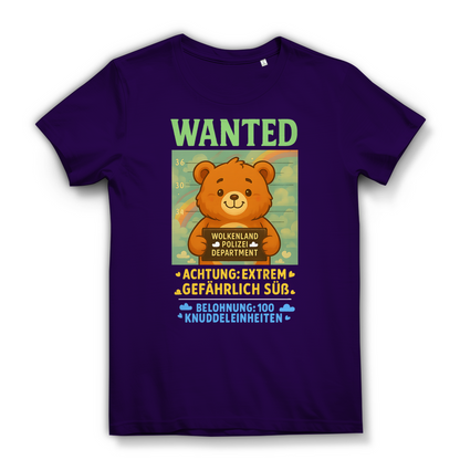 Damen Premium Bio T-Shirt Wanted Glücksbärchi Wolkenland Extrem Gefährlich Süß Urban Purple