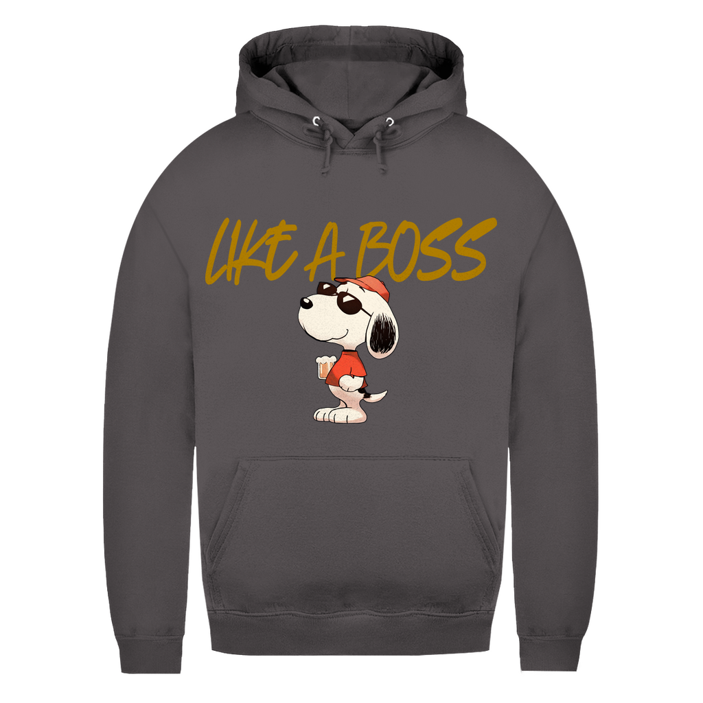 Peanuts Snoopy mit Bier Like a Boss - Damen Hoodie Charcoal (Heather)