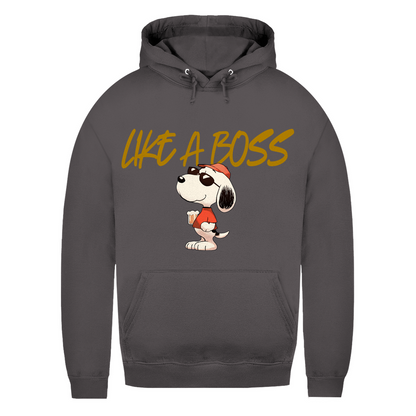 Peanuts Snoopy mit Bier Like a Boss - Damen Hoodie Charcoal (Heather)
