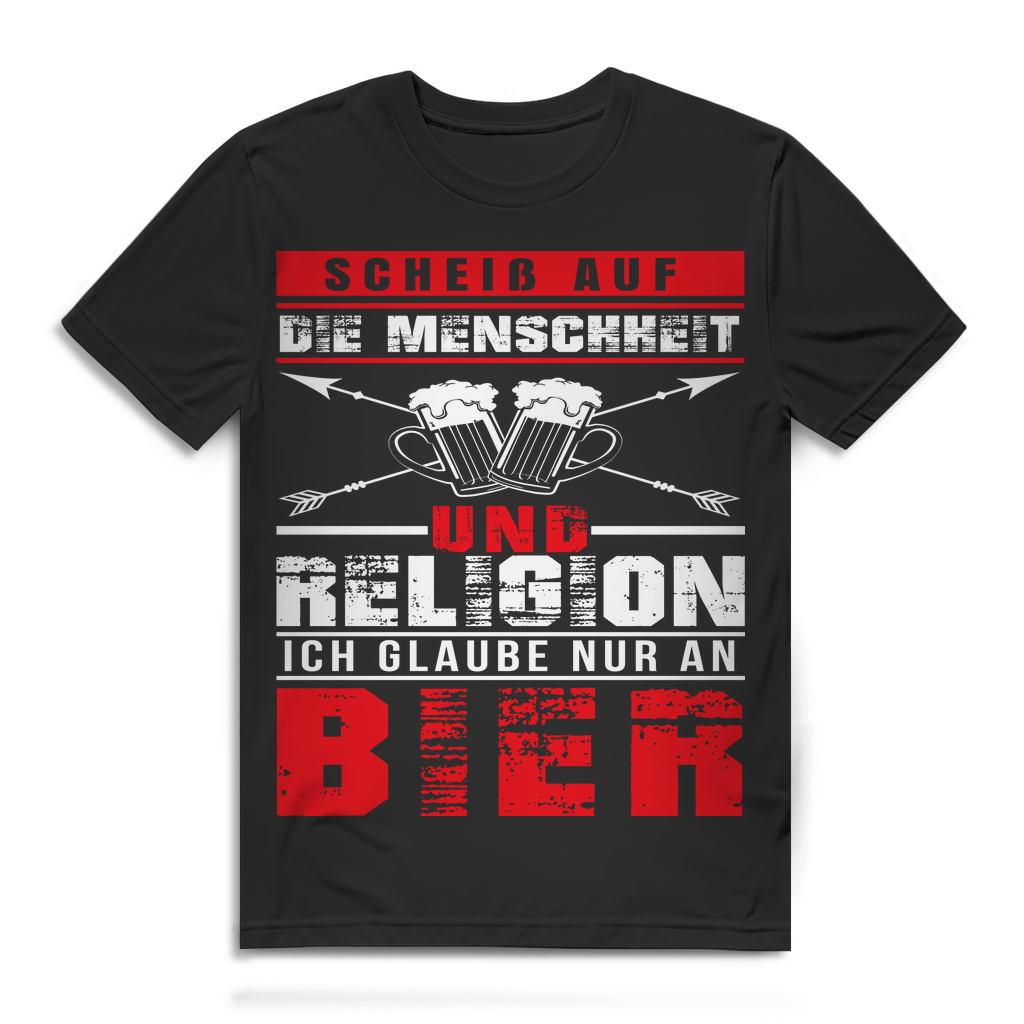 Bier Spruch Shirt Männer – Ich glaube nur an Bier – Funshirt mit Aussage Black