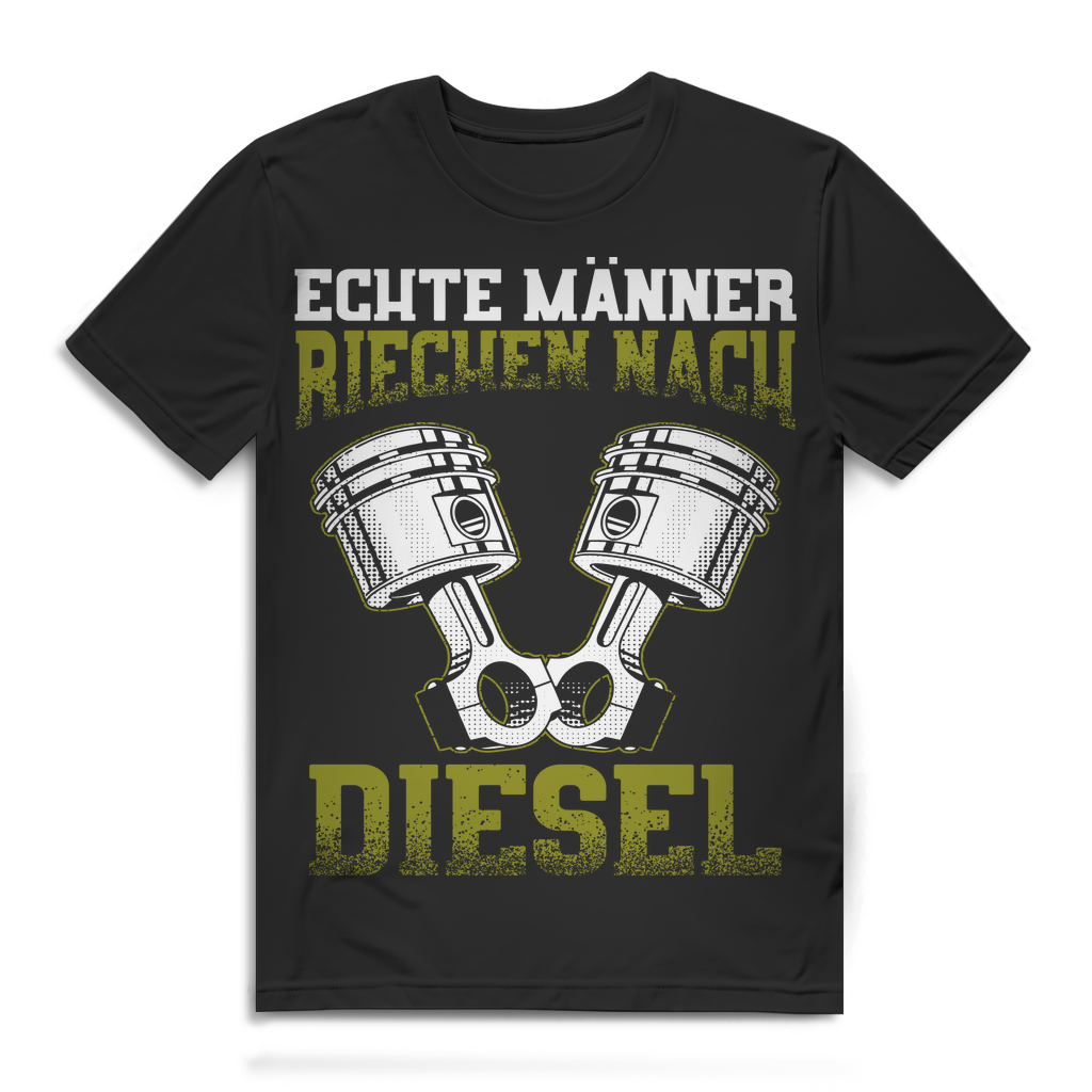 Herren T-Shirt Echte Männer riechen nach Diesel Schrauber Shirt Black
