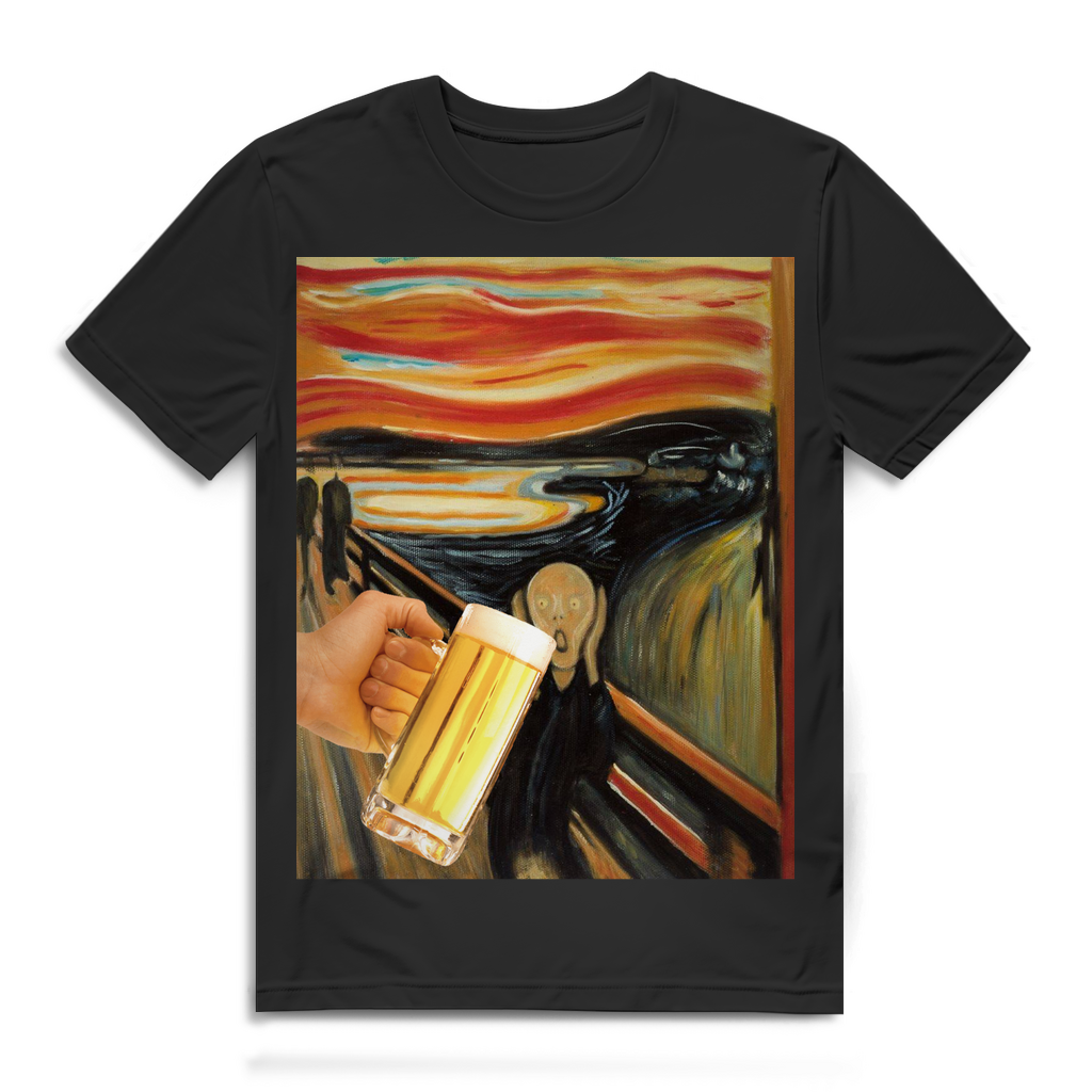 Der Schrei Bier Parodie Shirt – Lustiges Männer T-Shirt für Kunst und Bier Fans Black