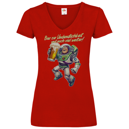 Bier zur Unendlichkeit und noch viel weiter - Buzz Lightyear Toy Story - V-Neck Damenshirt Red