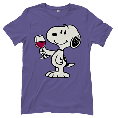 Snoopy mit Wein -  Die Peanuts - Damenshirt