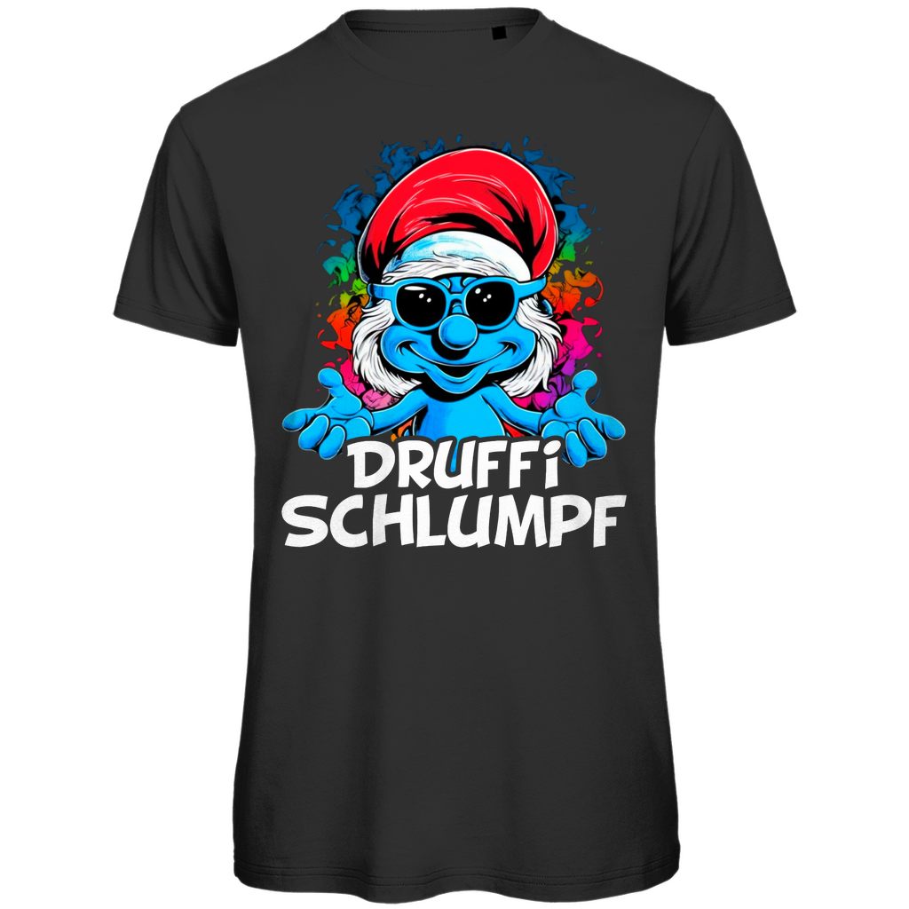 Druffi Schlumpf - Herren Premium Bio T-Shirt | Lustiges Alkohol Party Shirt für Erwachsene