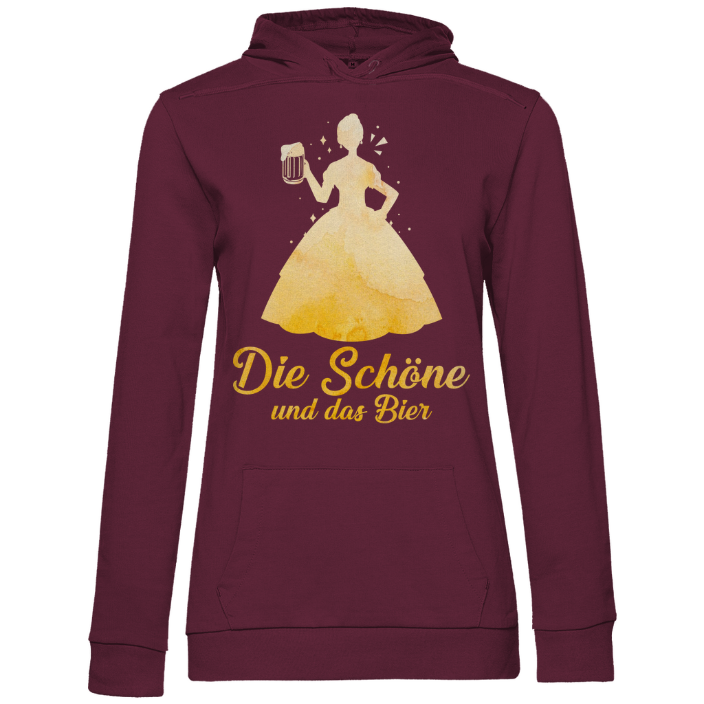 Die schöne und das Bier - Prinzessin Aquarell - Damen Hoodie Wine