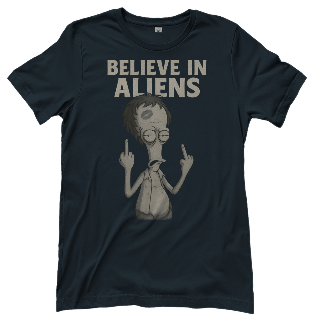 Roger Smith American Dad Believe in Aliens - Damen T-Shirt Dark Grey Solid