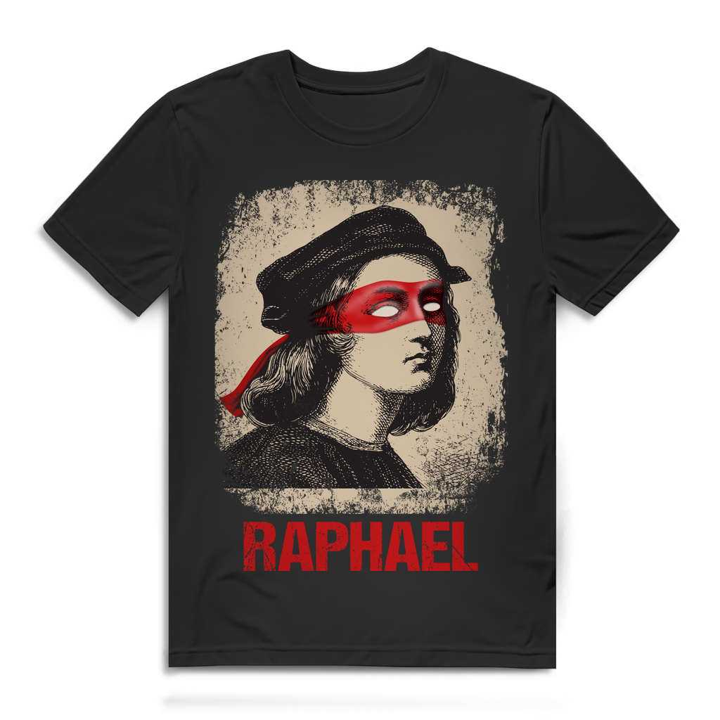 Raphael Shirt für Herren – Renaissance Künstler mit Ninja Turtle Maske Retro Black