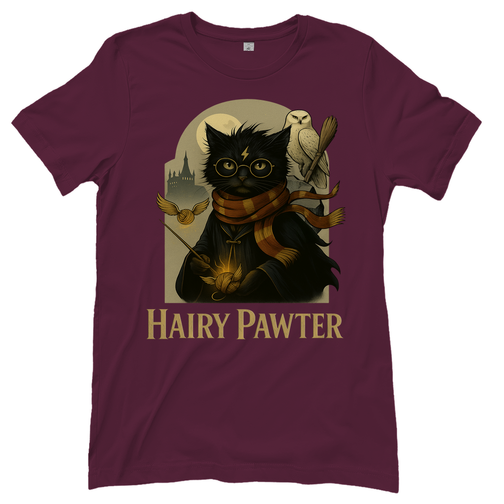 Hairy Pawter Harry Potter Katze - Damen T-Shirt Burgundy