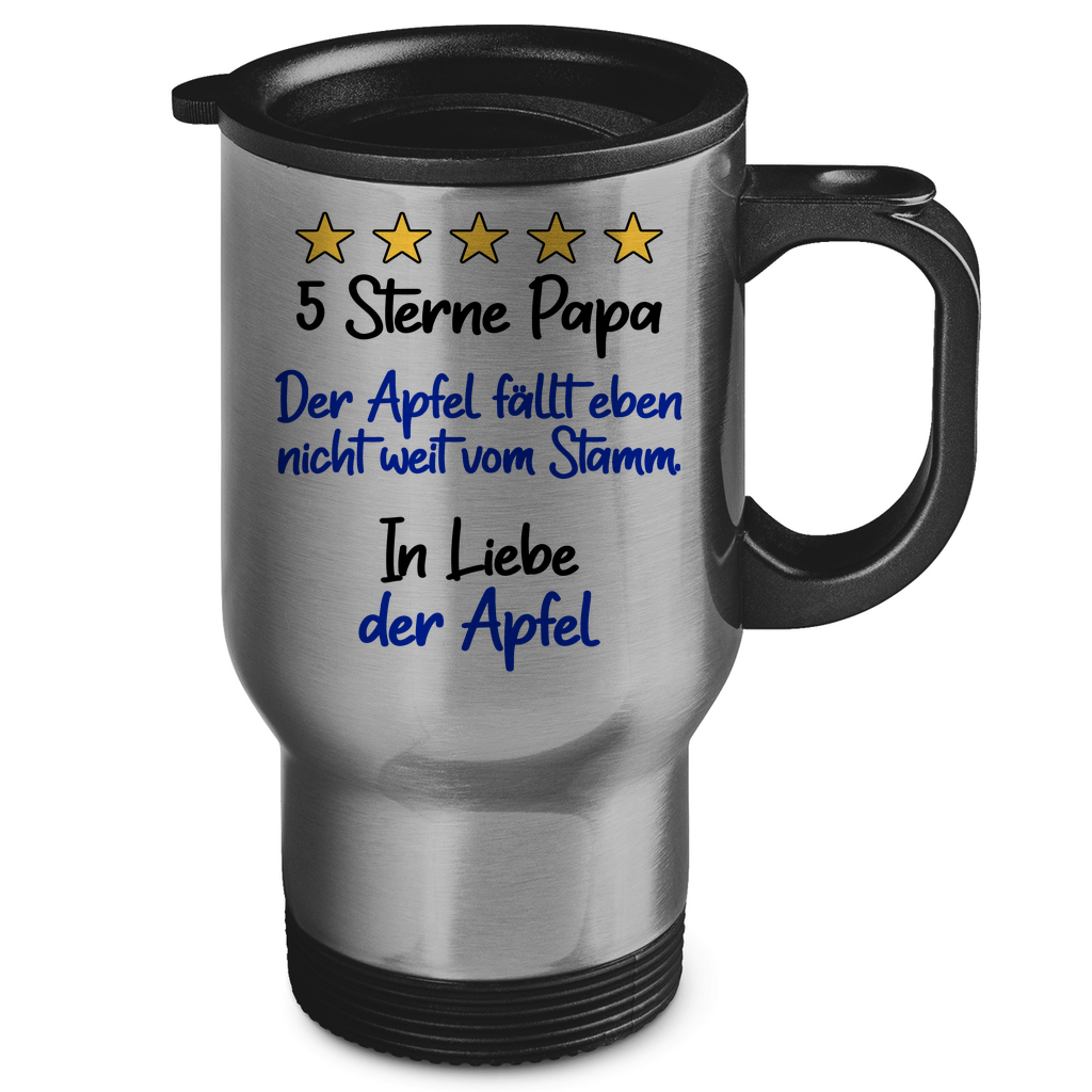 5 Sterne Papa in liebe der Apfel - Edelstahl-Thermobecher Silver One size