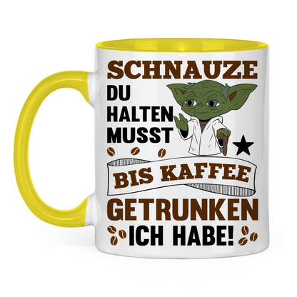 Schnauze du halten musst bis Kaffee getrunken ich habe! Yoda - Tasse zweifarbig