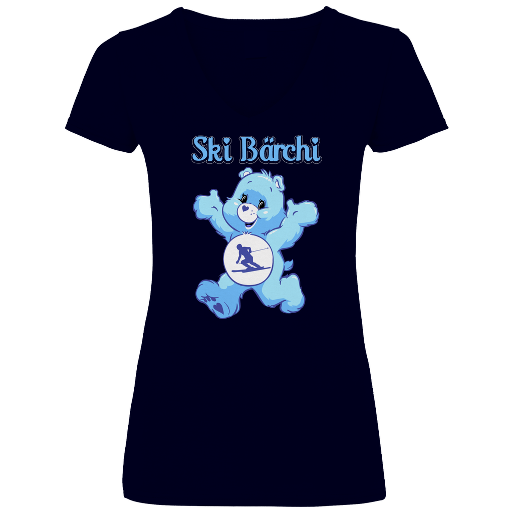 Ski Bärchi - Glücksbärchi - V-Neck Damenshirt Deep Navy