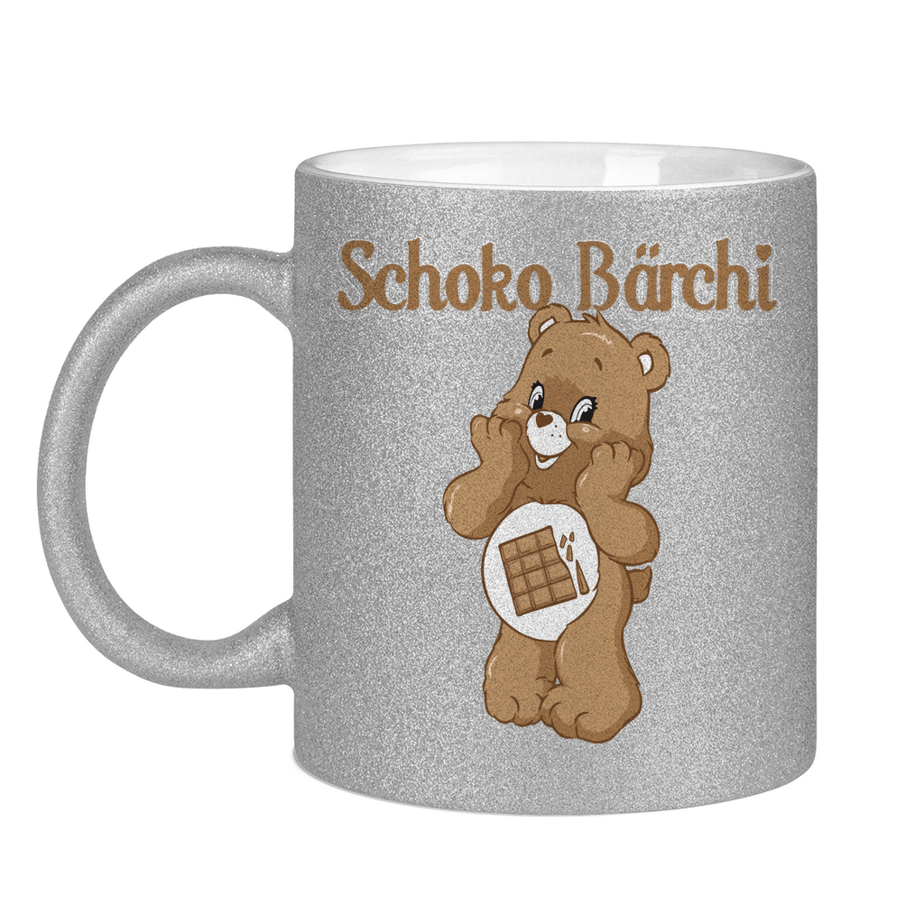 Schoko Bärchi - Glücksbärchi - Glitzertasse Silver Glitter One size