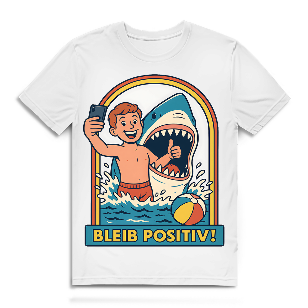 Bleib Positiv Hai Selfie Retro - Herren Premium Bio T-Shirt White
