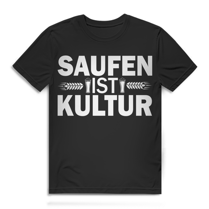Trinkshirt Spruch Saufen ist Kultur Herren Geschenk Lustiges Party T-Shirt Black
