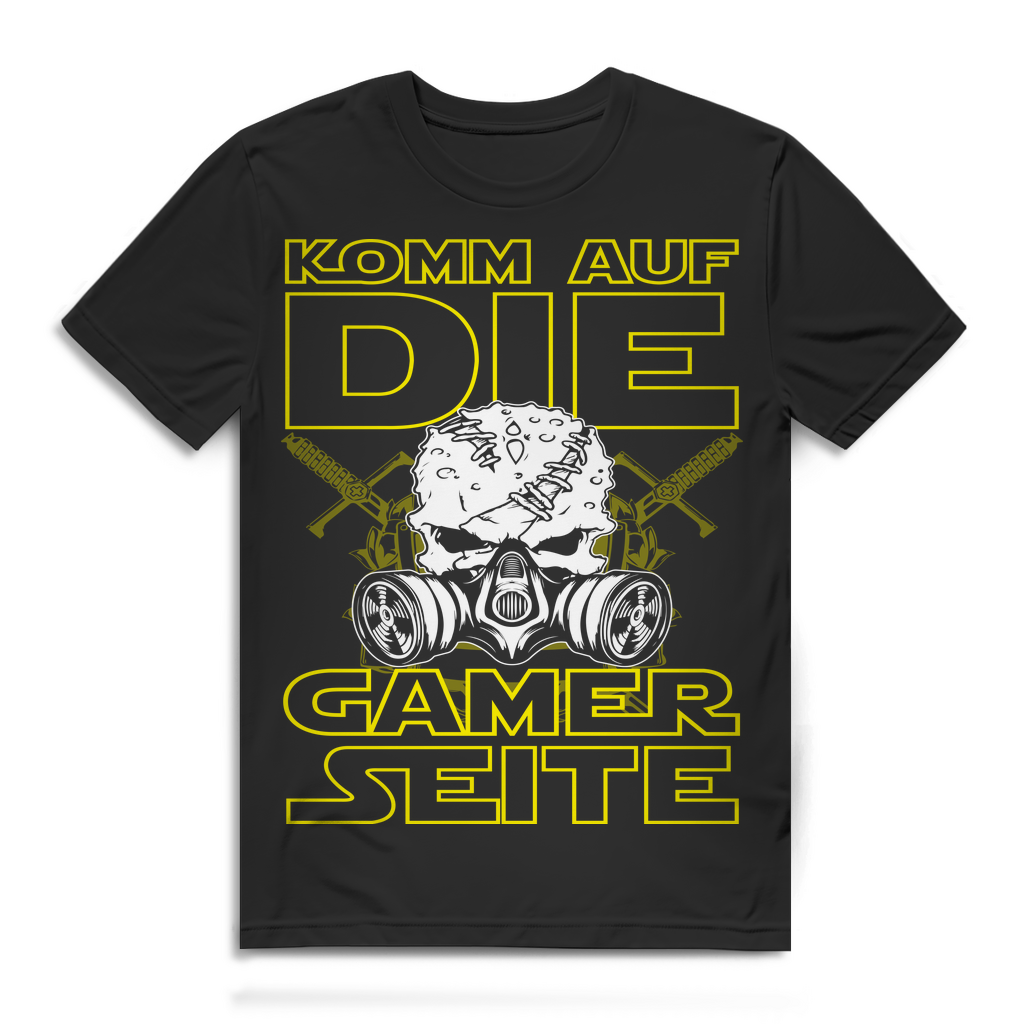 Herren T-Shirt Komm auf die Gamer Seite Zocker Shirt Bio Baumwolle Black