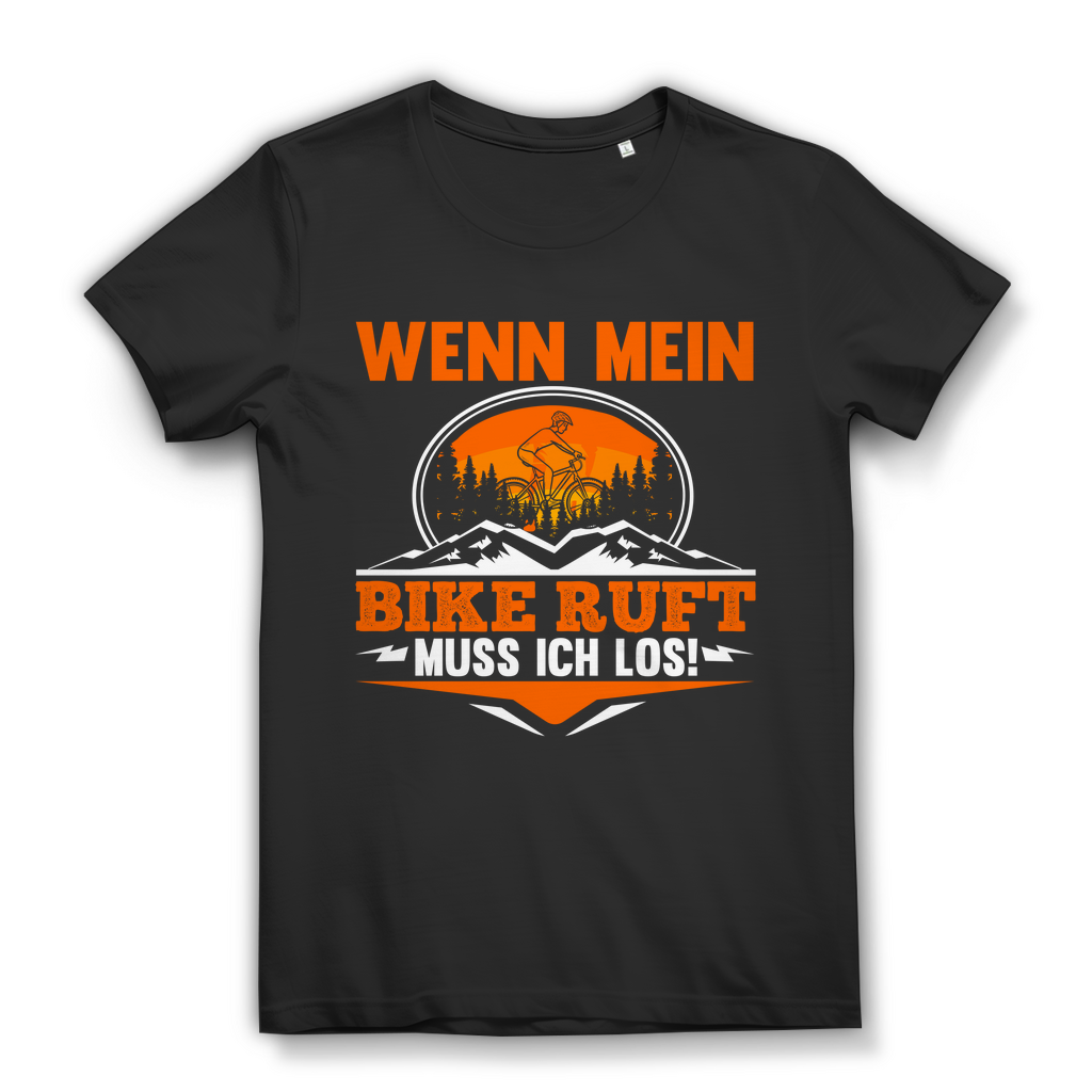Fahrrad Fun Shirt Damen – Mountainbike Spruch Wenn mein Bike ruft muss ich los Black