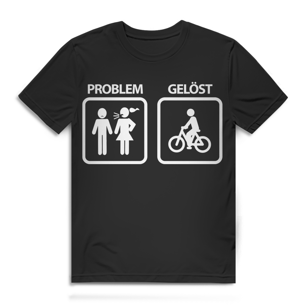 T-Shirt für Radfahrer – Problem Frau Gelöst mit Fahrrad – Herren Fun Design Black