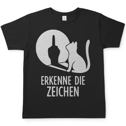 Herren T-Shirt Erkenne Die Zeichen Katze Katzenliebhaber Funshirt Black