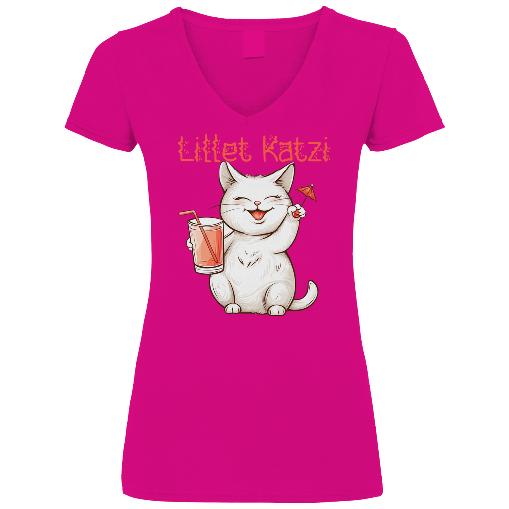 Lillet Katzi Katze - V-Neck Damenshirt