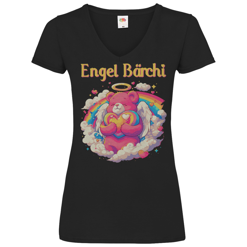 Engel Bärchi - Glücksbärchi - V-Neck Damenshirt Black