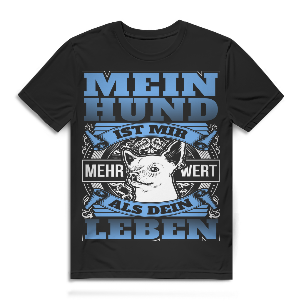 Herren T-Shirt Mein Hund ist mir mehr wert Chihuahua Shirt Bio Baumwolle Black