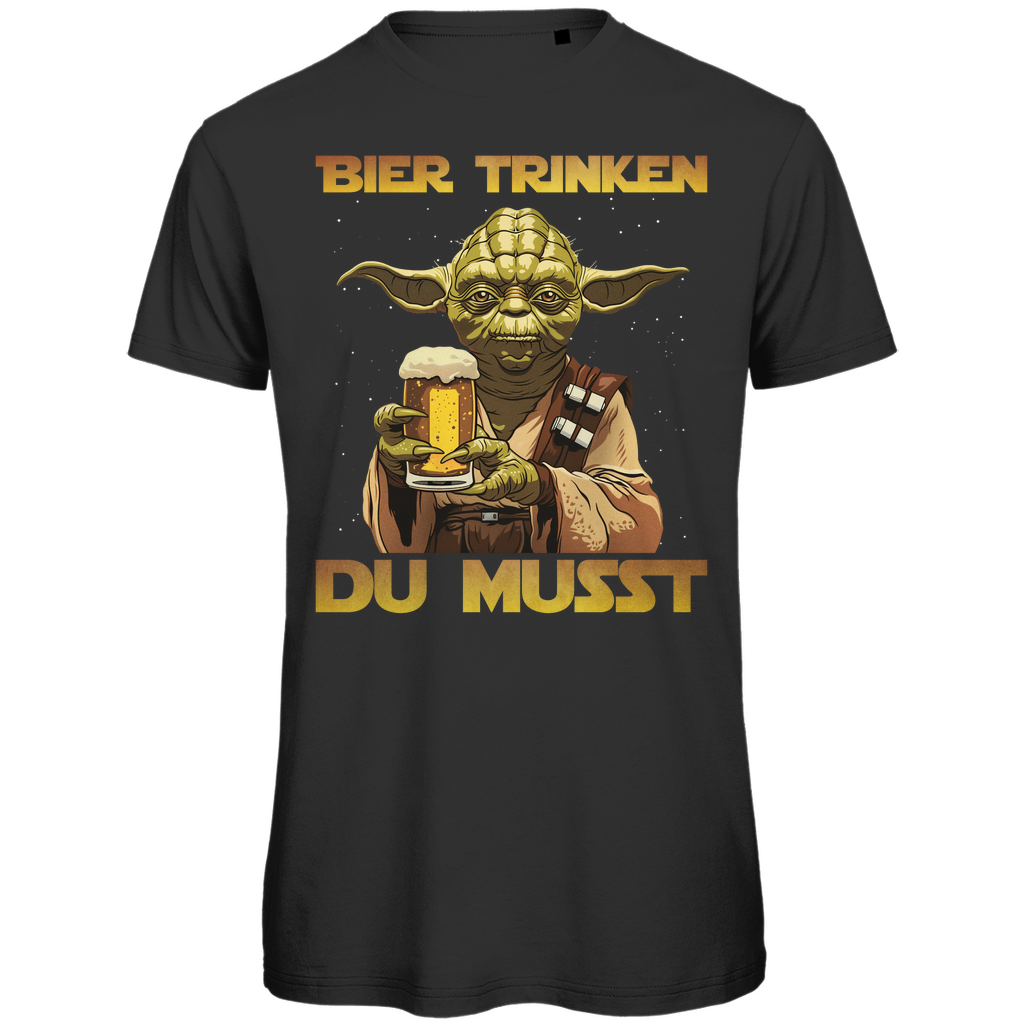 Bier trinken du musst Meister Yoda - Herren Premium Bio T-Shirt Black