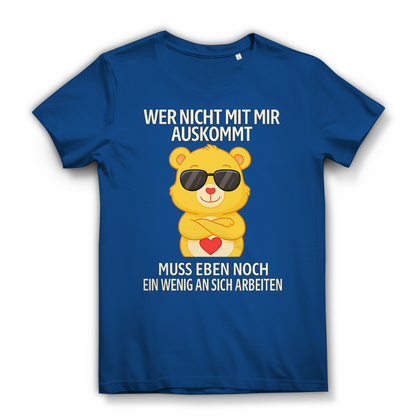 Damen Premium Bio T-Shirt Wer nicht mit mir auskommt Glücksbärchi Royal Blue