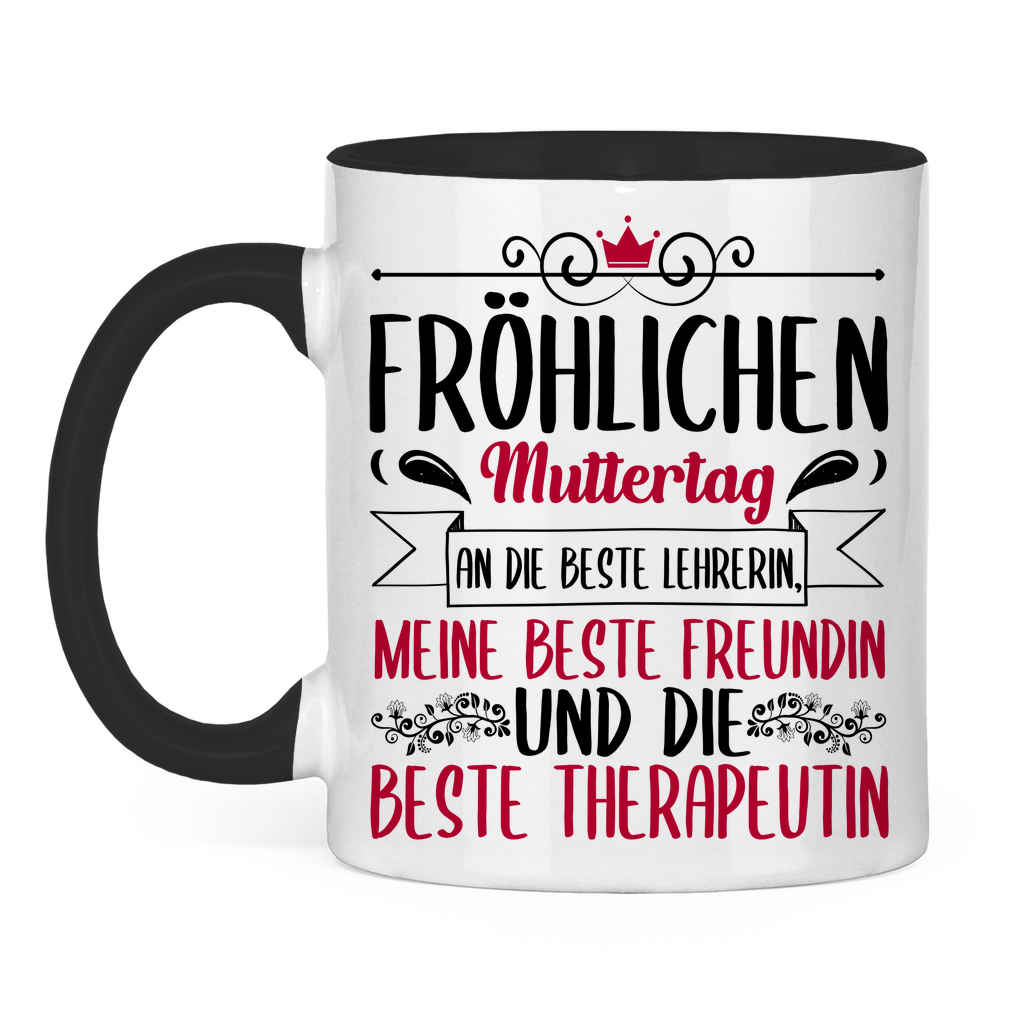 Fröhlichen Muttertag an die beste Mutter - Tasse zweifarbig