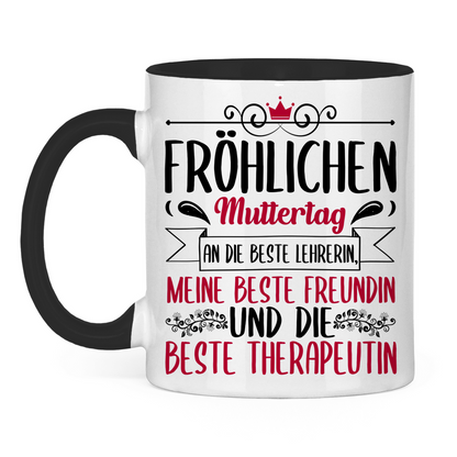 Fröhlichen Muttertag an die beste Mutter - Tasse zweifarbig